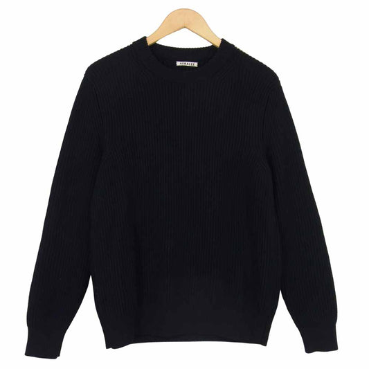 AURALEE オーラリー 15AW A5AP01RK SUPERFINE WOOL RIB KNIT カシミア混 ウール リブ ニット ブラック系 4【中古】