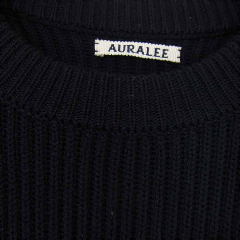 AURALEE オーラリー 15AW A5AP01RK SUPERFINE WOOL RIB KNIT カシミア混 ウール リブ ニット ブラック系 4【中古】