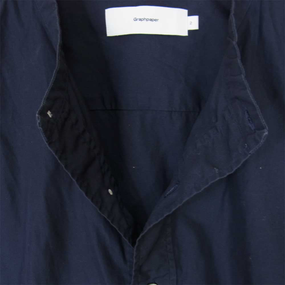 GRAPHPAPER グラフペーパー 19SS GM191-50029B Broad Band Collar Shirt バンドカラー プルオーバー シャツ ネイビー系 2【中古】