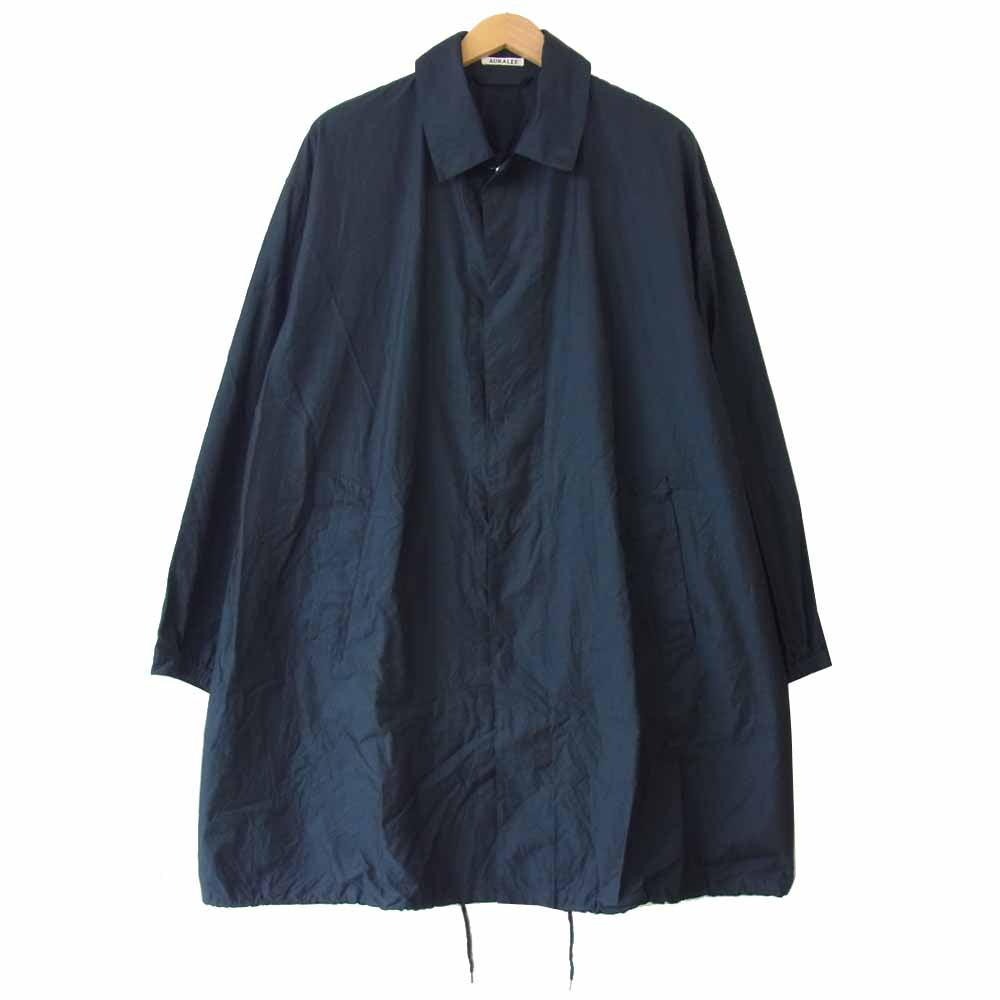 AURALEE オーラリー 17SS A7SC01SC FINX CHAMBRAY BIG SOUTEIN COLLAR COAT ビッグ ステンカラー コート ネイビー系 4【中古】