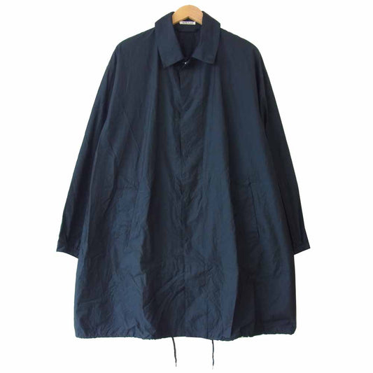 AURALEE オーラリー 17SS A7SC01SC FINX CHAMBRAY BIG SOUTEIN COLLAR COAT ビッグ ステンカラー コート ネイビー系 4【中古】