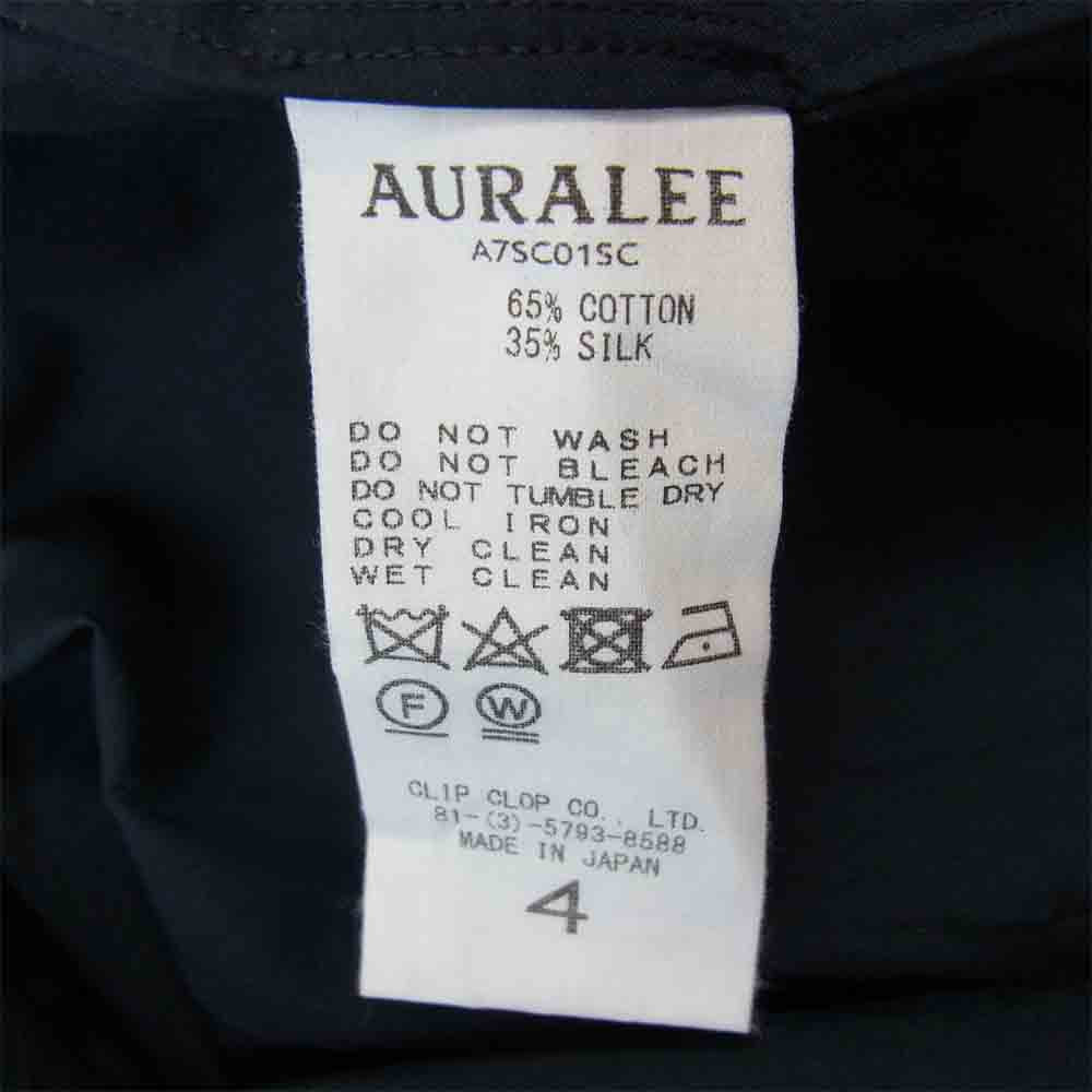 AURALEE オーラリー 17SS A7SC01SC FINX CHAMBRAY BIG SOUTEIN COLLAR COAT ビッグ ステンカラー コート ネイビー系 4【中古】