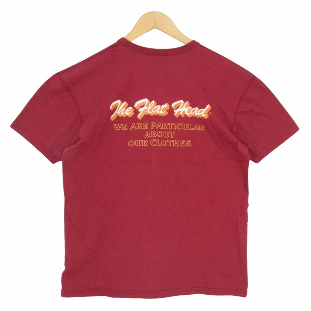THE FLAT HEAD ザフラットヘッド T-SHIRT 三角パッチ 半袖 Tシャツ エンジ系 XL【中古】