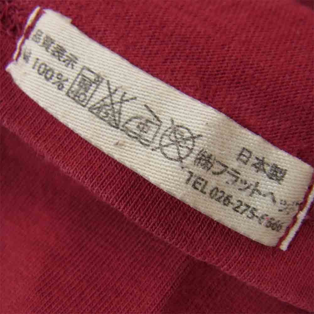 THE FLAT HEAD ザフラットヘッド T-SHIRT 三角パッチ 半袖 Tシャツ エンジ系 XL【中古】