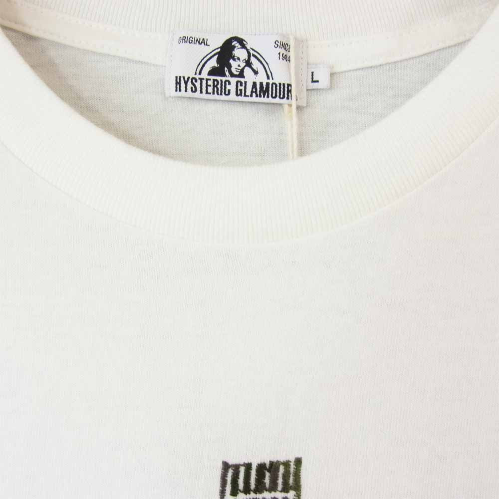 HYSTERIC GLAMOUR ヒステリックグラマー 21ss 02212CT04  GUITAR GIRL ギター ガール 刺繍 Tシャツ ホワイト系 L【新古品】【未使用】【中古】
