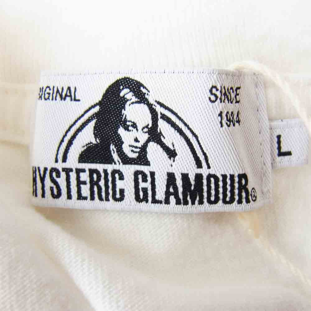 HYSTERIC GLAMOUR ヒステリックグラマー 21ss 02212CT04  GUITAR GIRL ギター ガール 刺繍 Tシャツ ホワイト系 L【新古品】【未使用】【中古】