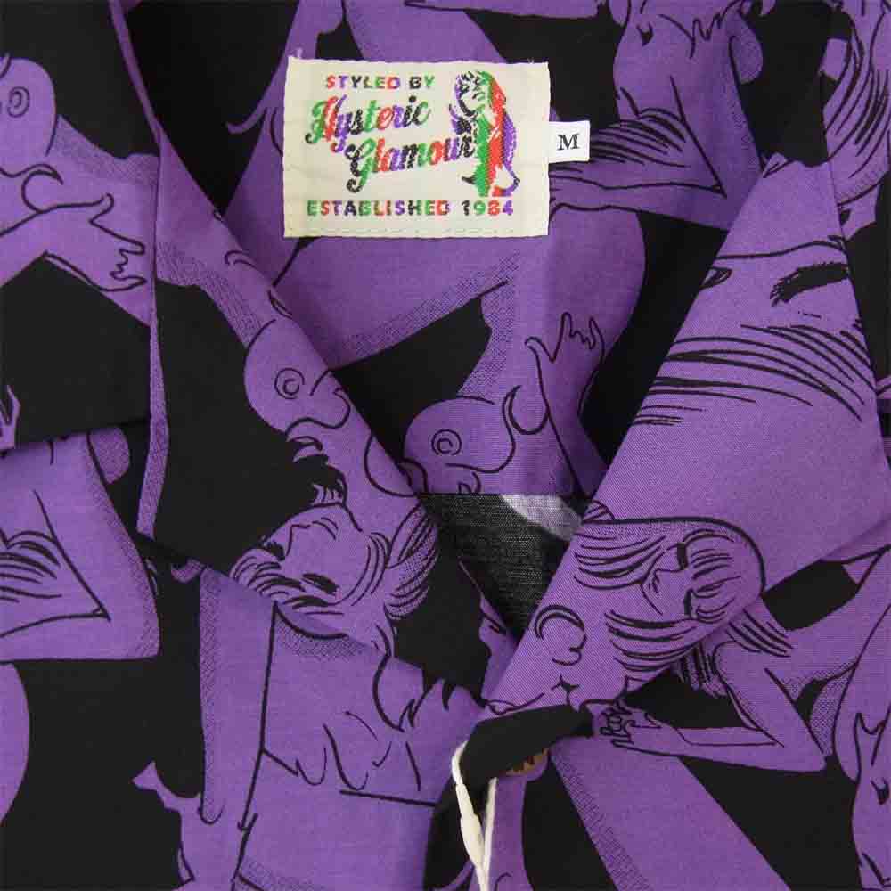 HYSTERIC GLAMOUR ヒステリックグラマー 21ss 02211AH16 手塚治虫 奇子 総柄 アロハシャツ パープル パープル系 M【新古品】【未使用】【中古】