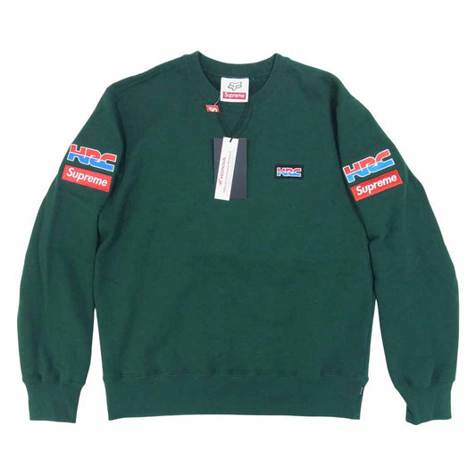 Supreme シュプリーム 19AW Honda x Fox Racing Crewneck ホンダ フォックスレーシング クルーネック スウェット グリーン系 S【新古品】【未使用】【中古】