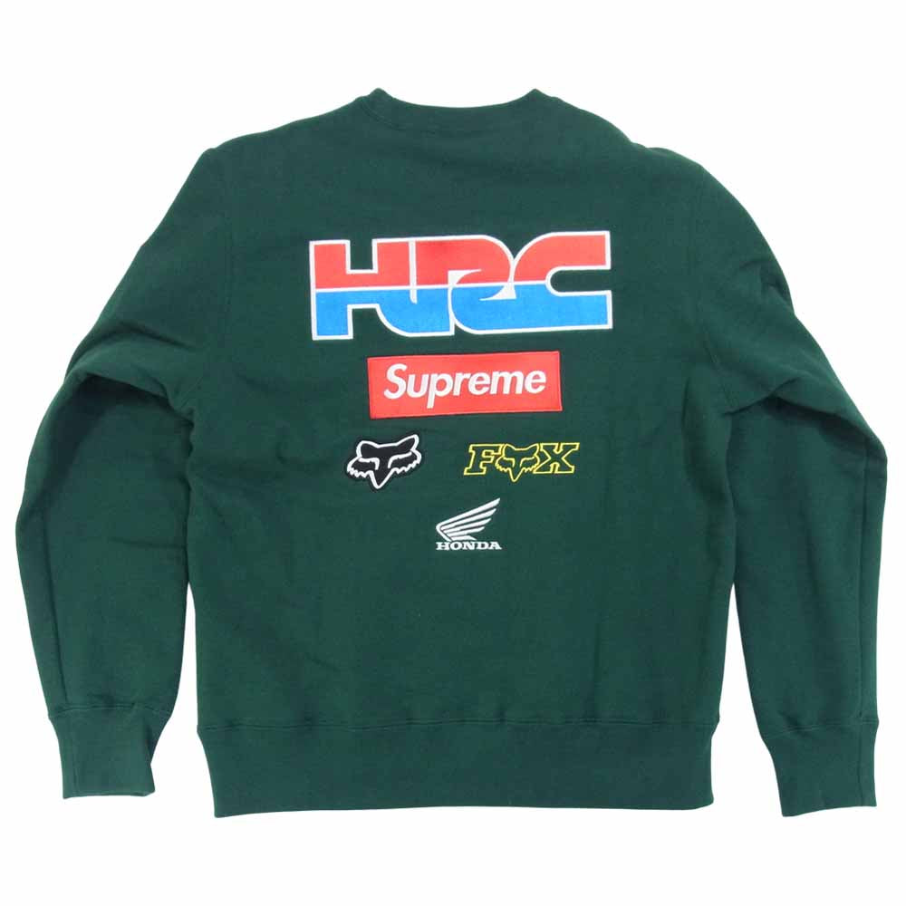 Supreme シュプリーム 19AW Honda x Fox Racing Crewneck ホンダ フォックスレーシング クルーネック スウェット グリーン系 S【新古品】【未使用】【中古】