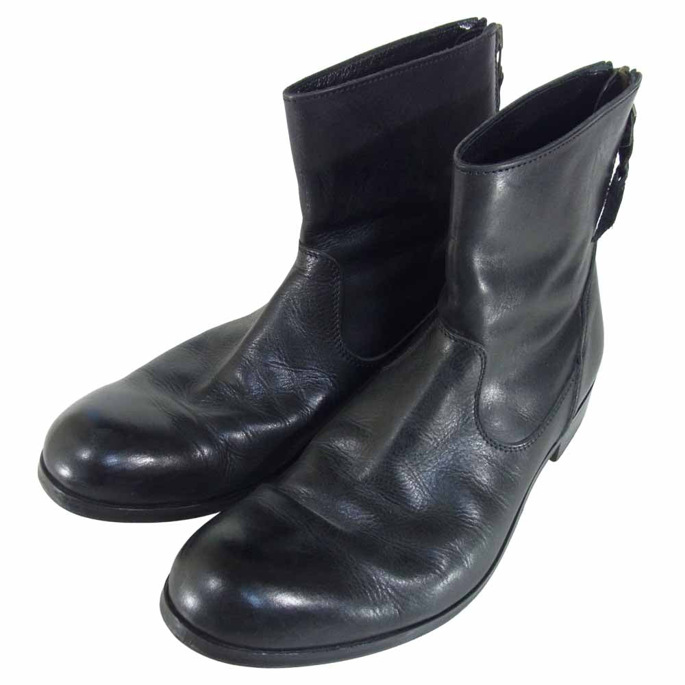 PADRONE パドローネ バックジップ レザー ブーツ 日本製 レザーブーツ ショート ブラック系 42【中古】