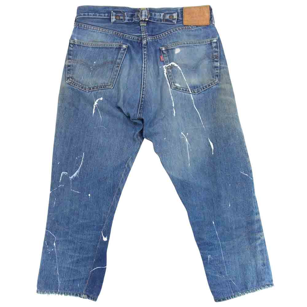 Levi's リーバイス 201-0003 バレンシア工場製 201XX ボタン裏555 リペア ペイント カスタム デニムパンツ インディゴブルー系 33【中古】
