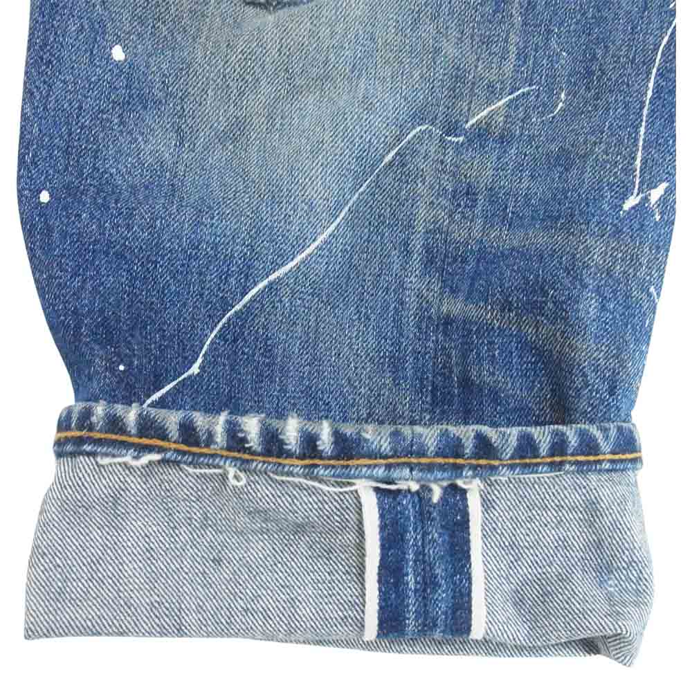 Levi's リーバイス 201-0003 バレンシア工場製 201XX ボタン裏555 リペア ペイント カスタム デニムパンツ インディゴブルー系 33【中古】