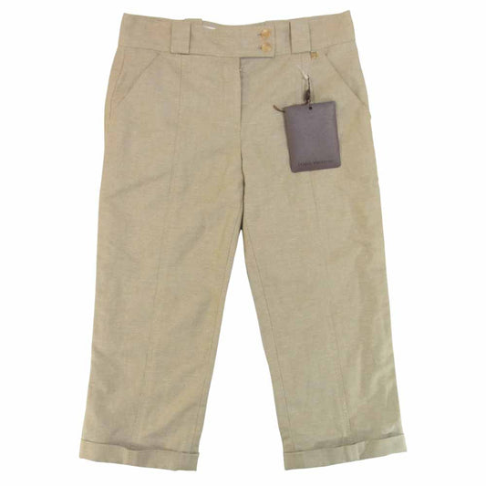 LOUIS VUITTON ルイ・ヴィトン 国内正規品 フランス製 ロゴチャーム付き コットン リネン パンツ ベージュ系 40【中古】