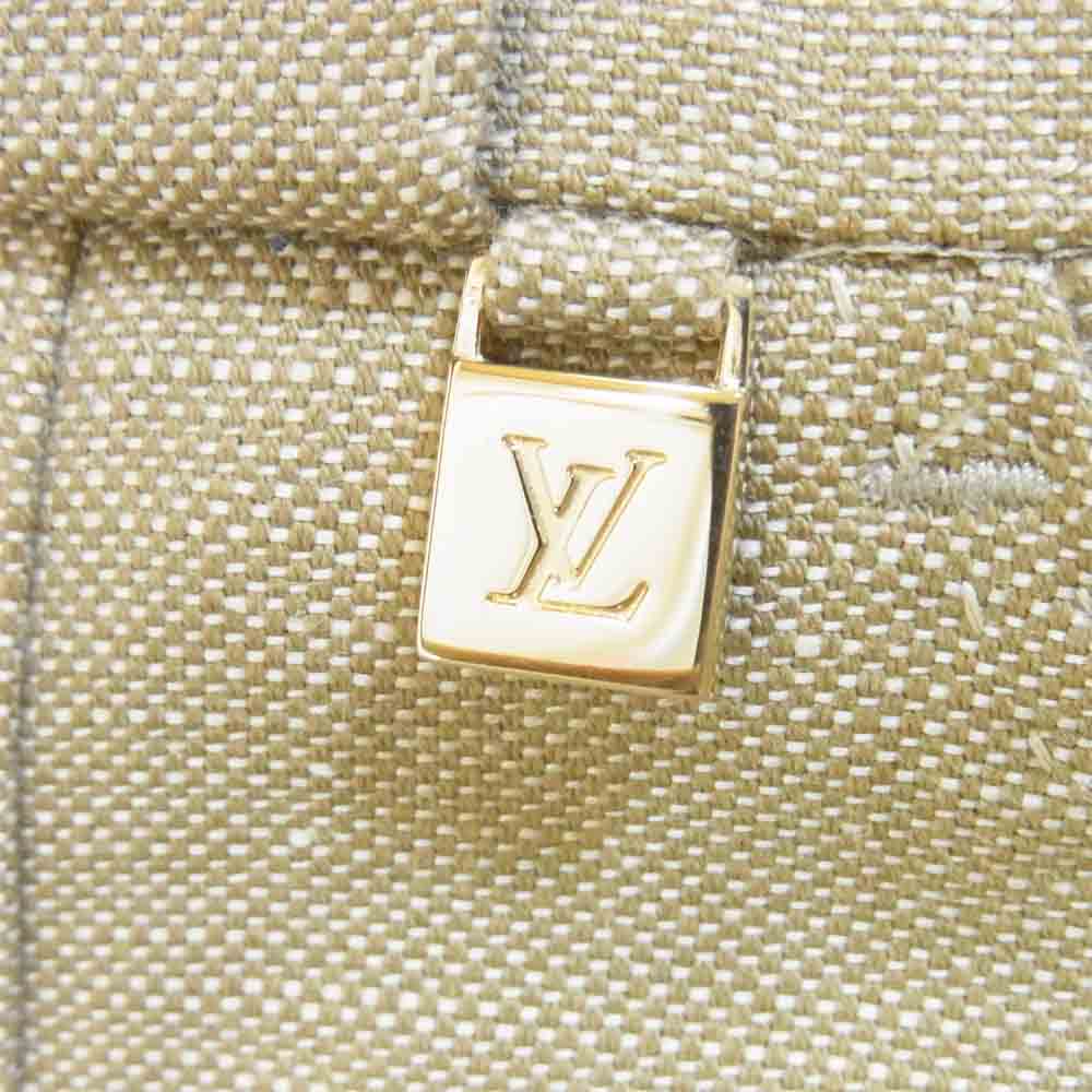LOUIS VUITTON ルイ・ヴィトン 国内正規品 フランス製 ロゴチャーム付き コットン リネン パンツ ベージュ系 40【中古】
