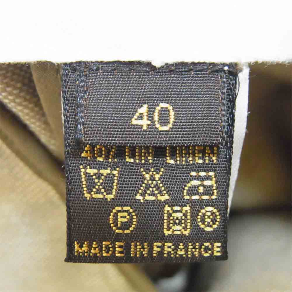 LOUIS VUITTON ルイ・ヴィトン 国内正規品 フランス製 ロゴチャーム付き コットン リネン パンツ ベージュ系 40【中古】