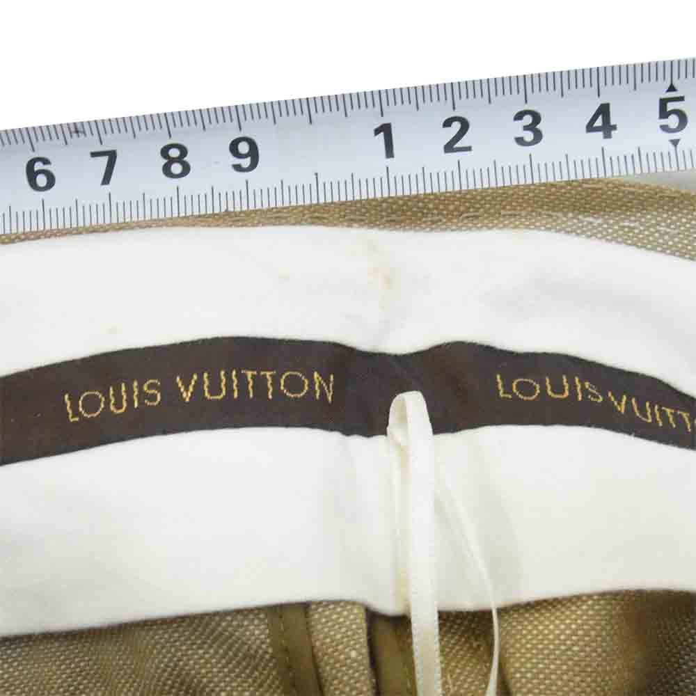 LOUIS VUITTON ルイ・ヴィトン 国内正規品 フランス製 ロゴチャーム付き コットン リネン パンツ ベージュ系 40【中古】