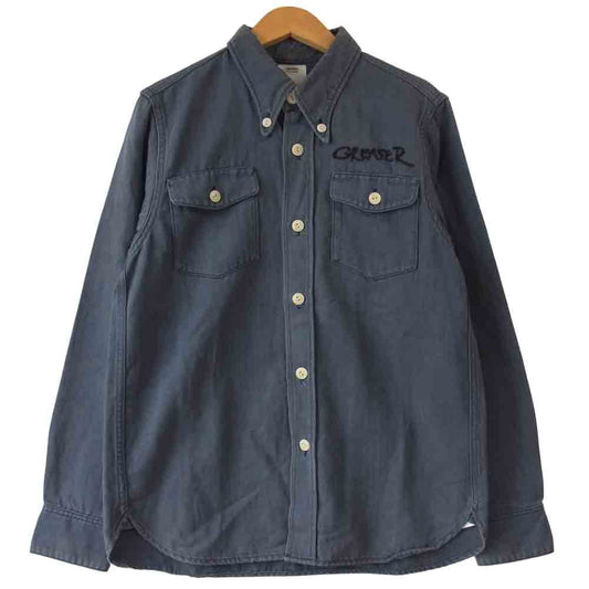 VISVIM ビズビム 15SS 0115105011028 WALLY SHIRT C/LI HERRINGBONE ウォッシュ加工 ヘリンボーン シャツ ネイビー系 1【中古】