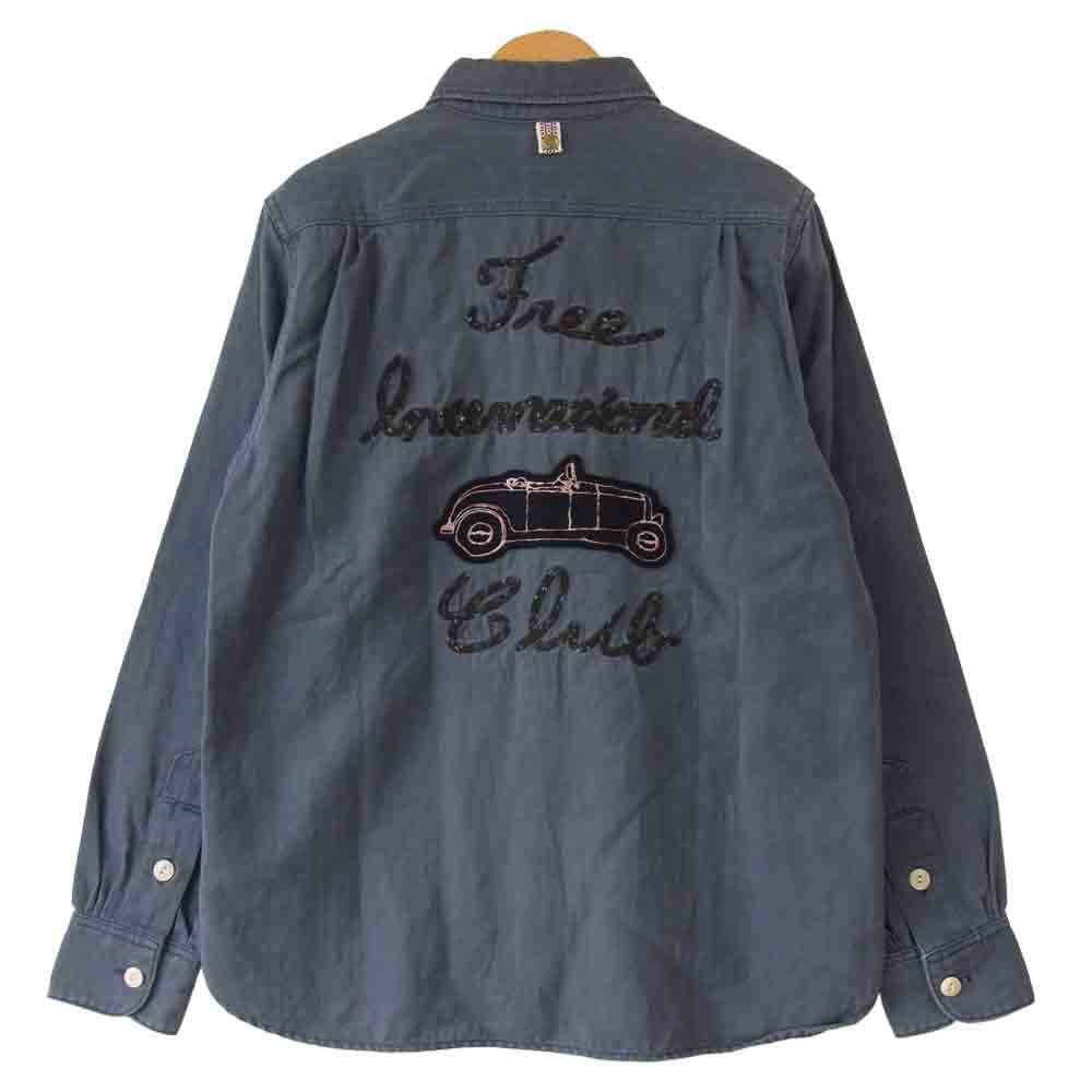 VISVIM ビズビム 15SS 0115105011028 WALLY SHIRT C/LI HERRINGBONE ウォッシュ加工 ヘリンボーン シャツ ネイビー系 1【中古】