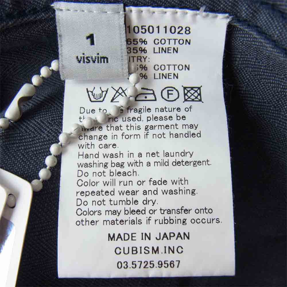 VISVIM ビズビム 15SS 0115105011028 WALLY SHIRT C/LI HERRINGBONE ウォッシュ加工 ヘリンボーン シャツ ネイビー系 1【中古】