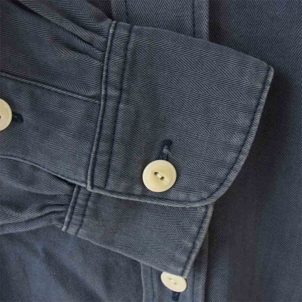 VISVIM ビズビム 15SS 0115105011028 WALLY SHIRT C/LI HERRINGBONE ウォッシュ加工 ヘリンボーン シャツ ネイビー系 1【中古】