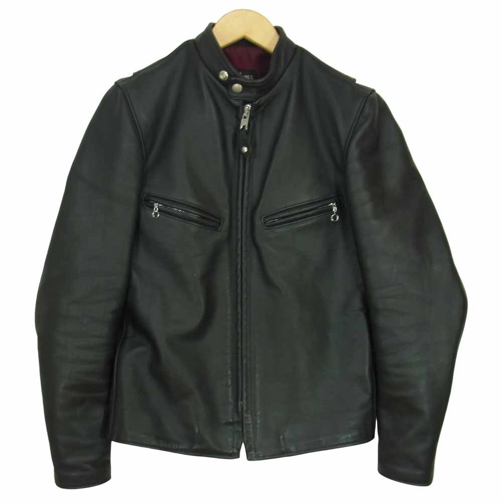 schott ショット 7009 USA製 641XX 60s CAFFE RACER シングル レザー ブラック系 34【中古】