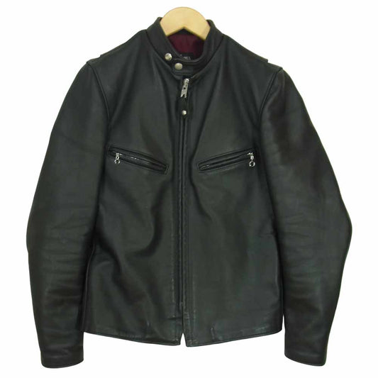 schott ショット 7009 USA製 641XX 60s CAFFE RACER シングル レザー ブラック系 34【中古】