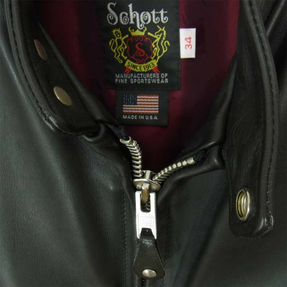 schott ショット 7009 USA製 641XX 60s CAFFE RACER シングル レザー ブラック系 34【中古】