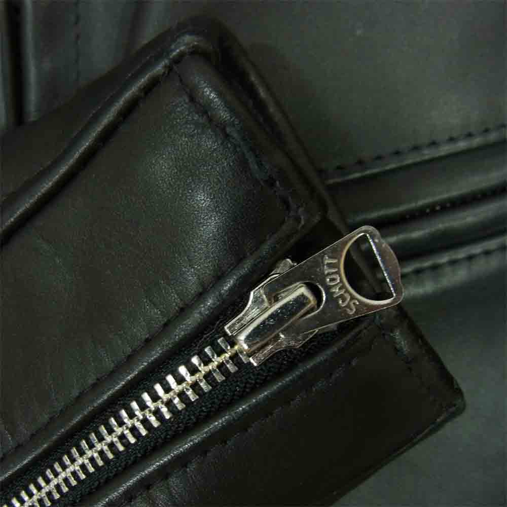 schott ショット 7009 USA製 641XX 60s CAFFE RACER シングル レザー ブラック系 34【中古】
