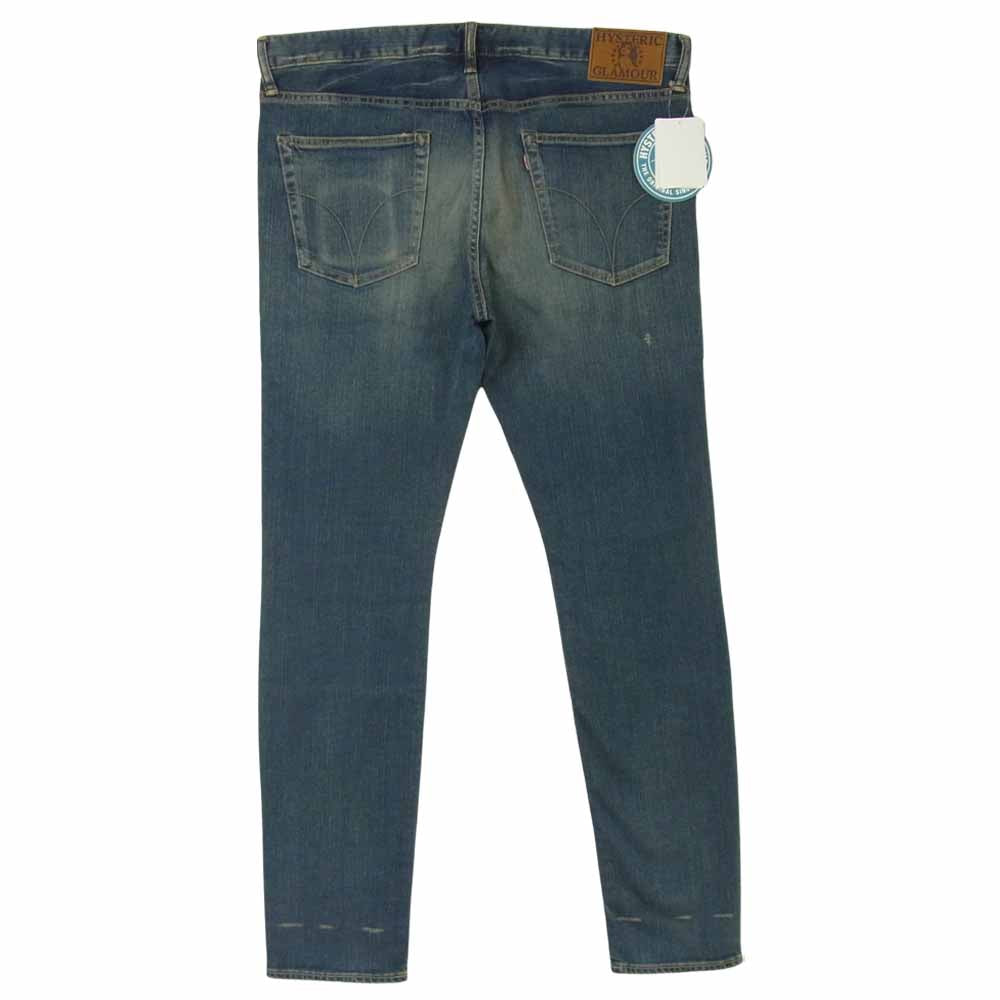 HYSTERIC GLAMOUR ヒステリックグラマー 02191AP17 SP加工 ストレッチ デニム スリム スタッズ パンツ インディゴブルー系 34inch【極上美品】【中古】