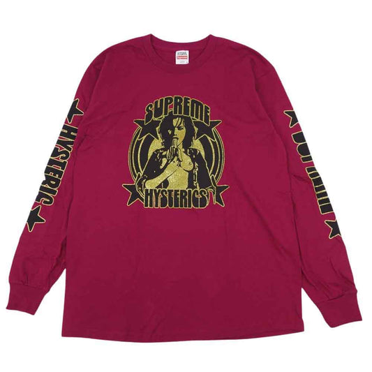 Supreme シュプリーム 21SS × hysteric glamour l/s tee ヒステリックグラマー 長袖 Tシャツ Dark Magenta パープル系 M【新古品】【未使用】【中古】