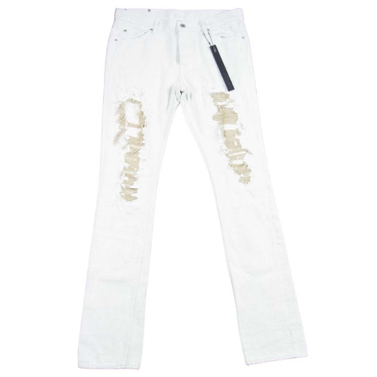 ISAMUKATAYAMA BACKLASH イサムカタヤマバックラッシュ 1667-01 ストレート デニム クラッシュ 汚し 加工 パンツ ホワイト系 S【中古】