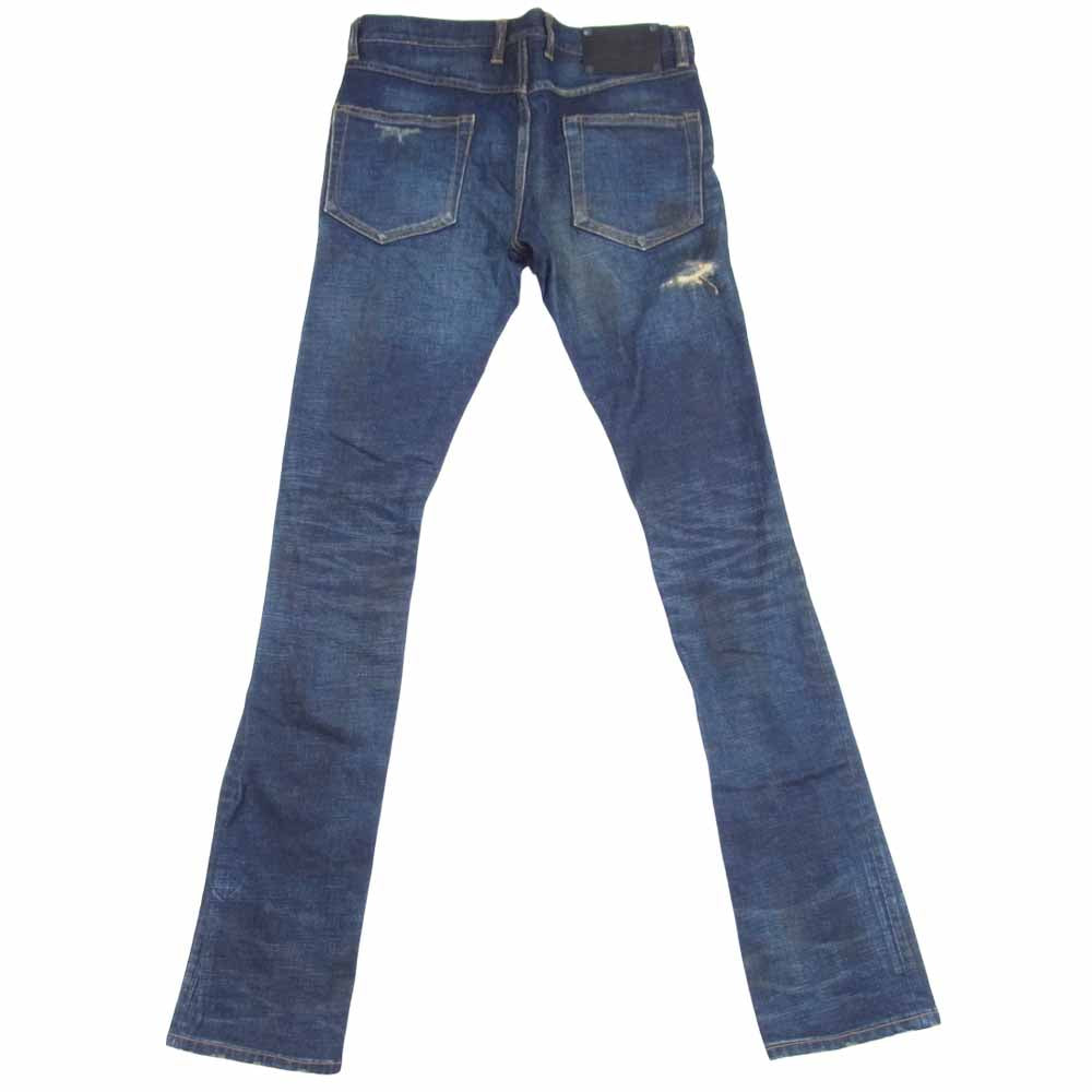 ISAMUKATAYAMA BACKLASH イサムカタヤマバックラッシュ 1483-01C ストレッチ ステアレザー クラッシュ リペア 加工 デニム パンツ インディゴブルー系 M【中古】