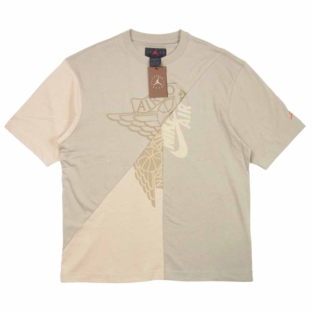 NIKE ナイキ 21SS CW3168-247 × トラビス スコット TRAVIS SCOTT JORDAN BRAND AS M J TS SS TOP パッチワーク Tシャツ ベージュ系 XL【新古品】【未使用】【中古】