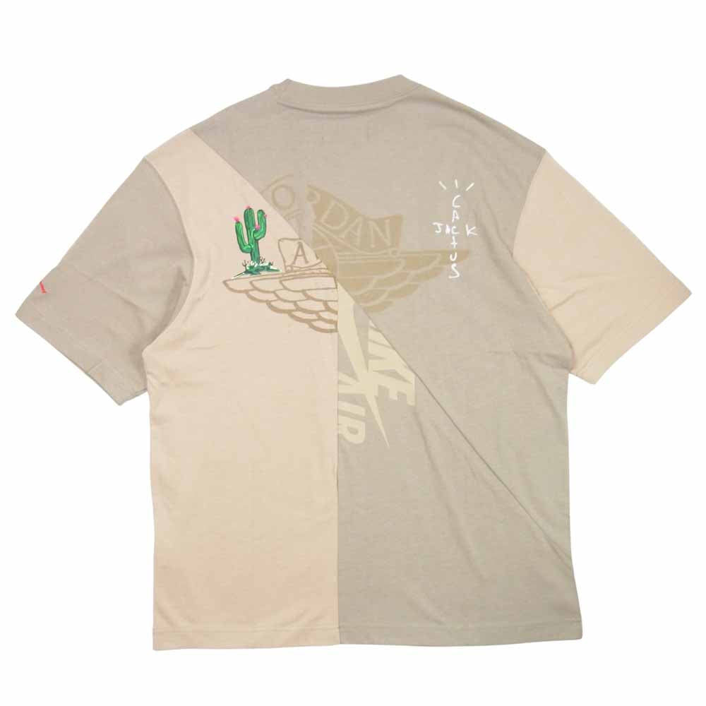 NIKE ナイキ 21SS CW3168-247 × トラビス スコット TRAVIS SCOTT JORDAN BRAND AS M J TS SS TOP パッチワーク Tシャツ ベージュ系 XL【新古品】【未使用】【中古】