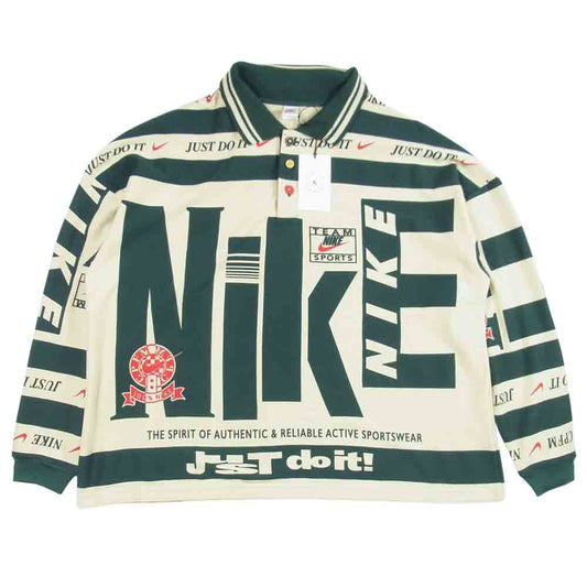 NIKE ナイキ DA2592-397 × カクタス プラント フリー マーケット CPFM CACTUS PLANT FLEA MARKET L/S POLO ポロシャツ ベージュ×緑系 L【新古品】【未使用】【中古】