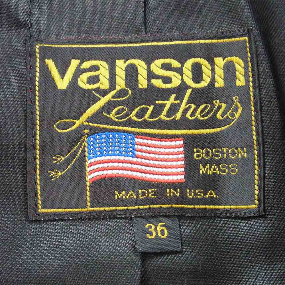 VANSON バンソン ENF エンフィールド シングル ライダース ジャケット レザージャケット ブラック系 36【中古】