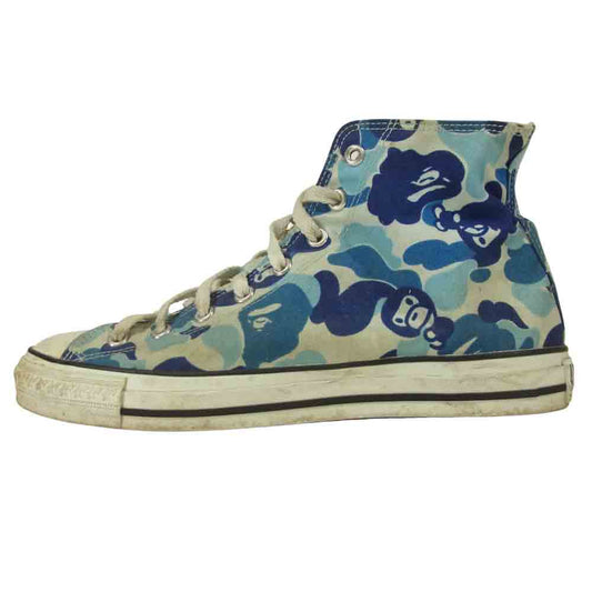 A BATHING APE アベイシングエイプ CAMO CAMBUS カモ キャンバス スニーカー 日本製 ブルー系 29cm【中古】