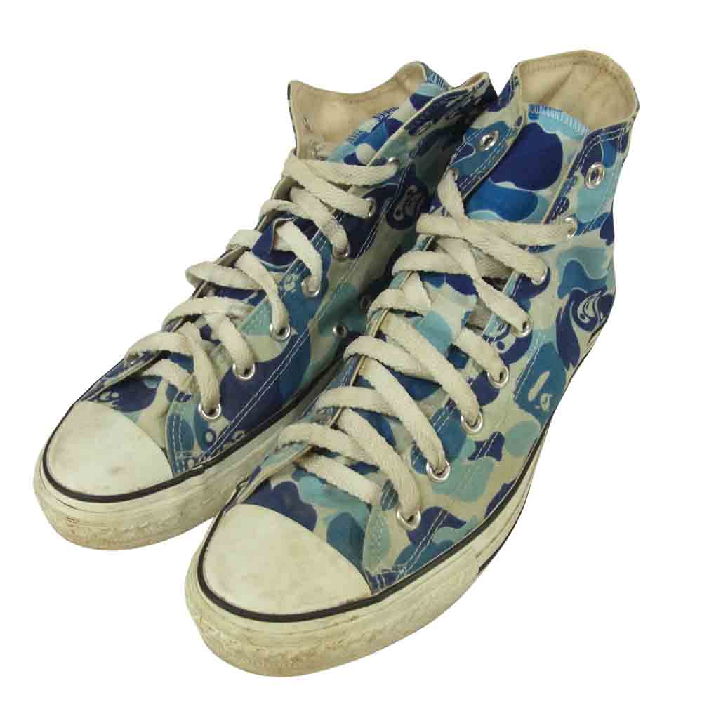 A BATHING APE アベイシングエイプ CAMO CAMBUS カモ キャンバス スニーカー 日本製 ブルー系 29cm【中古】