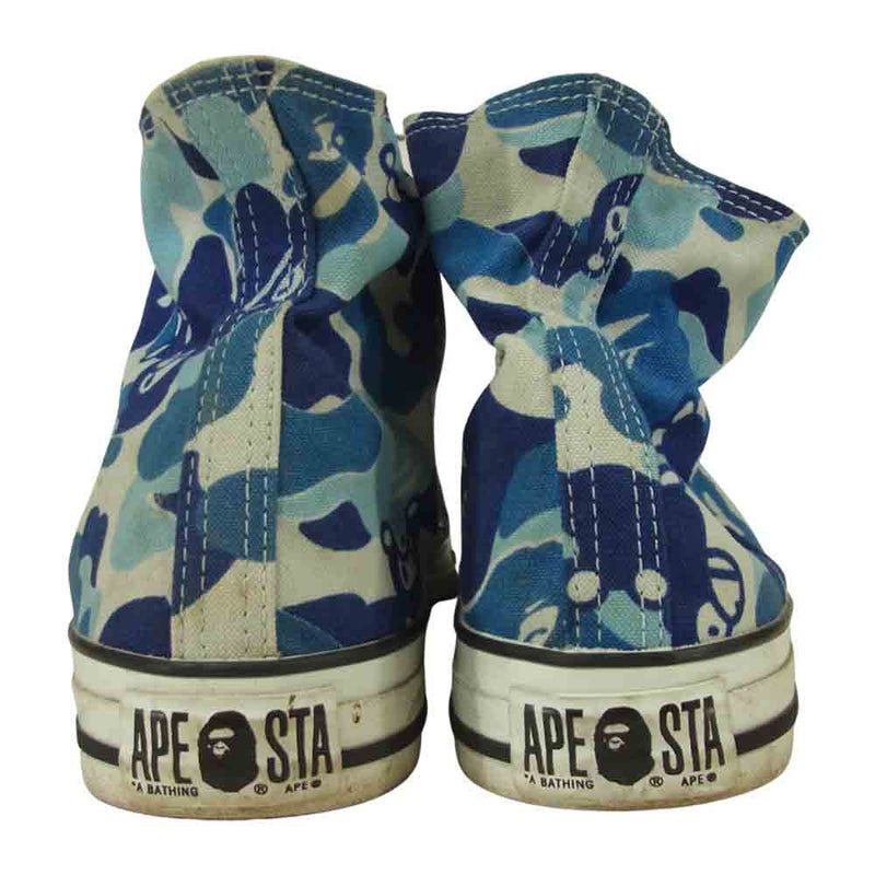 A BATHING APE アベイシングエイプ CAMO CAMBUS カモ キャンバス スニーカー 日本製 ブルー系 29cm【中古】