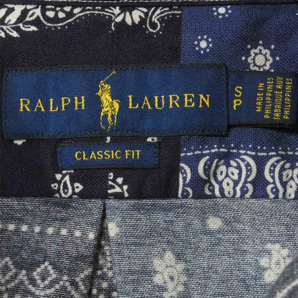 RALPH LAUREN ラルフローレン BANDANA L/S Shirt バンダナ 長袖 シャツ フィリピン製 ブルー系【極上美品】【中古】