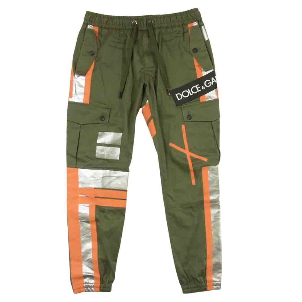 DOLCE&GABBANA ドルチェアンドガッバーナ 18SS SPORT TROUSER スポーツ トラウザー ロゴ テープ パンツ カーキ系 46【中古】