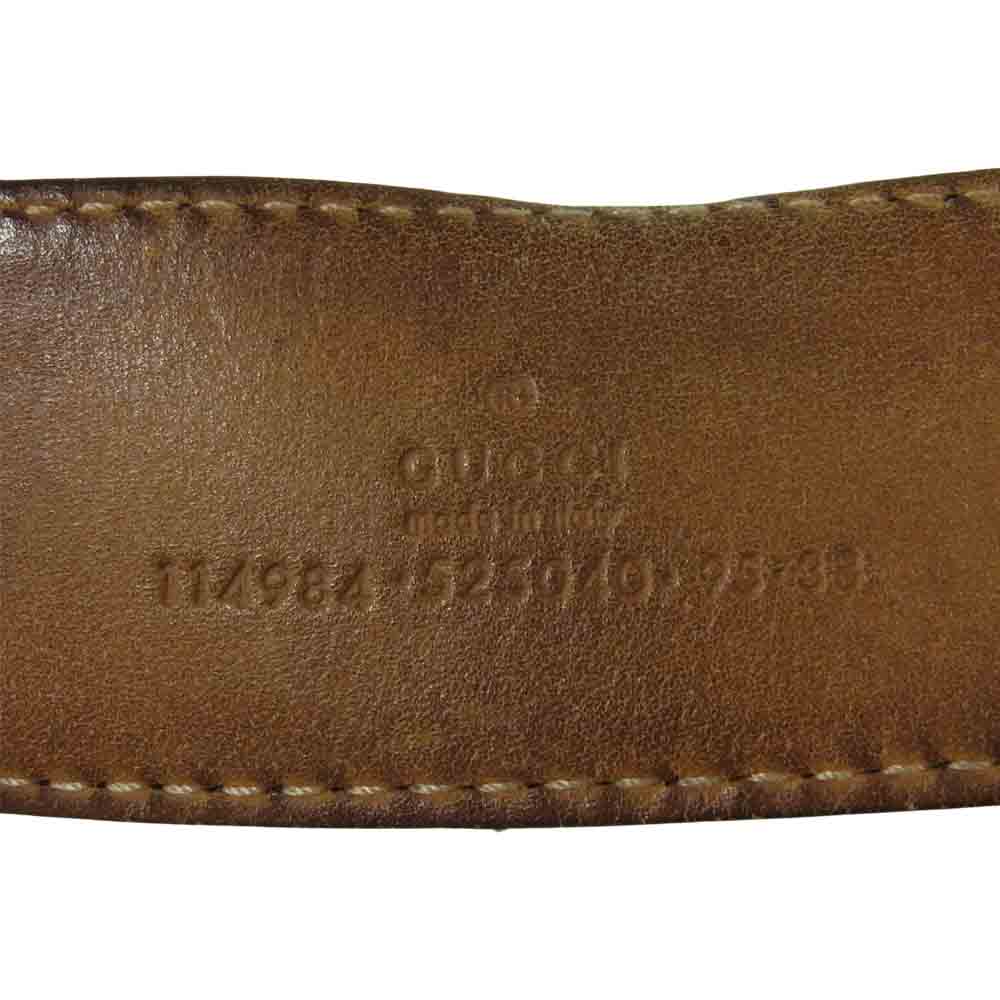 GUCCI グッチ 114984 シマ インターロッキング Gバックル レザー ベルト イタリア製 ブラック系【中古】