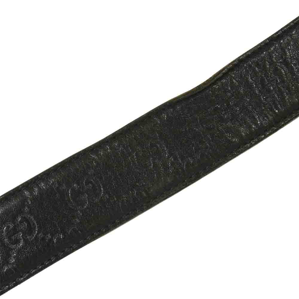 GUCCI グッチ 114984 シマ インターロッキング Gバックル レザー ベルト イタリア製 ブラック系【中古】