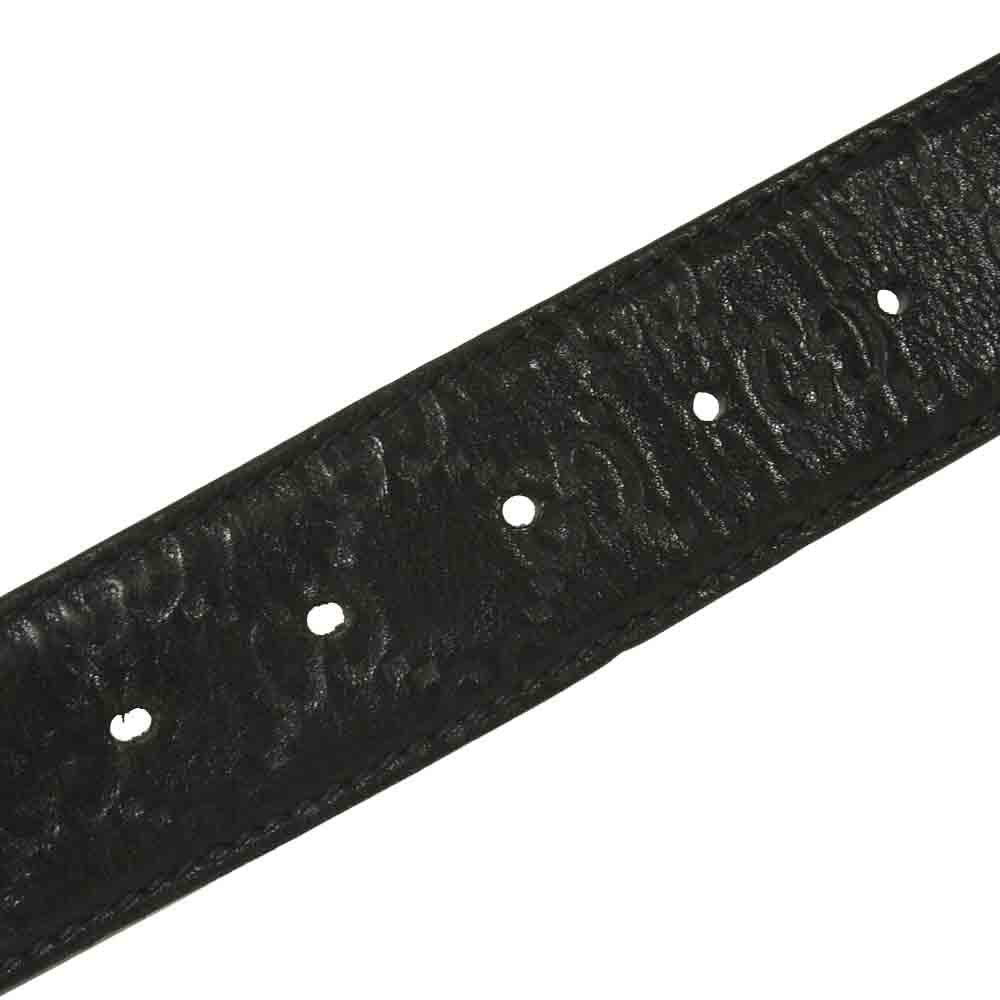 GUCCI グッチ 114984 シマ インターロッキング Gバックル レザー ベルト イタリア製 ブラック系【中古】