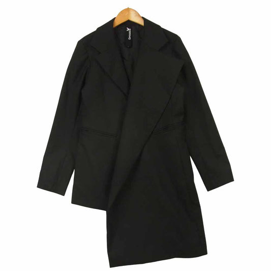 Yohji Yamamoto ヨウジヤマモト 20SS GA-J01-100 GroundY T/W Gabardine Asymmetry Jacket TWギャバジン アシンメトリー ジャケット ブラック系 1【美品】【中古】