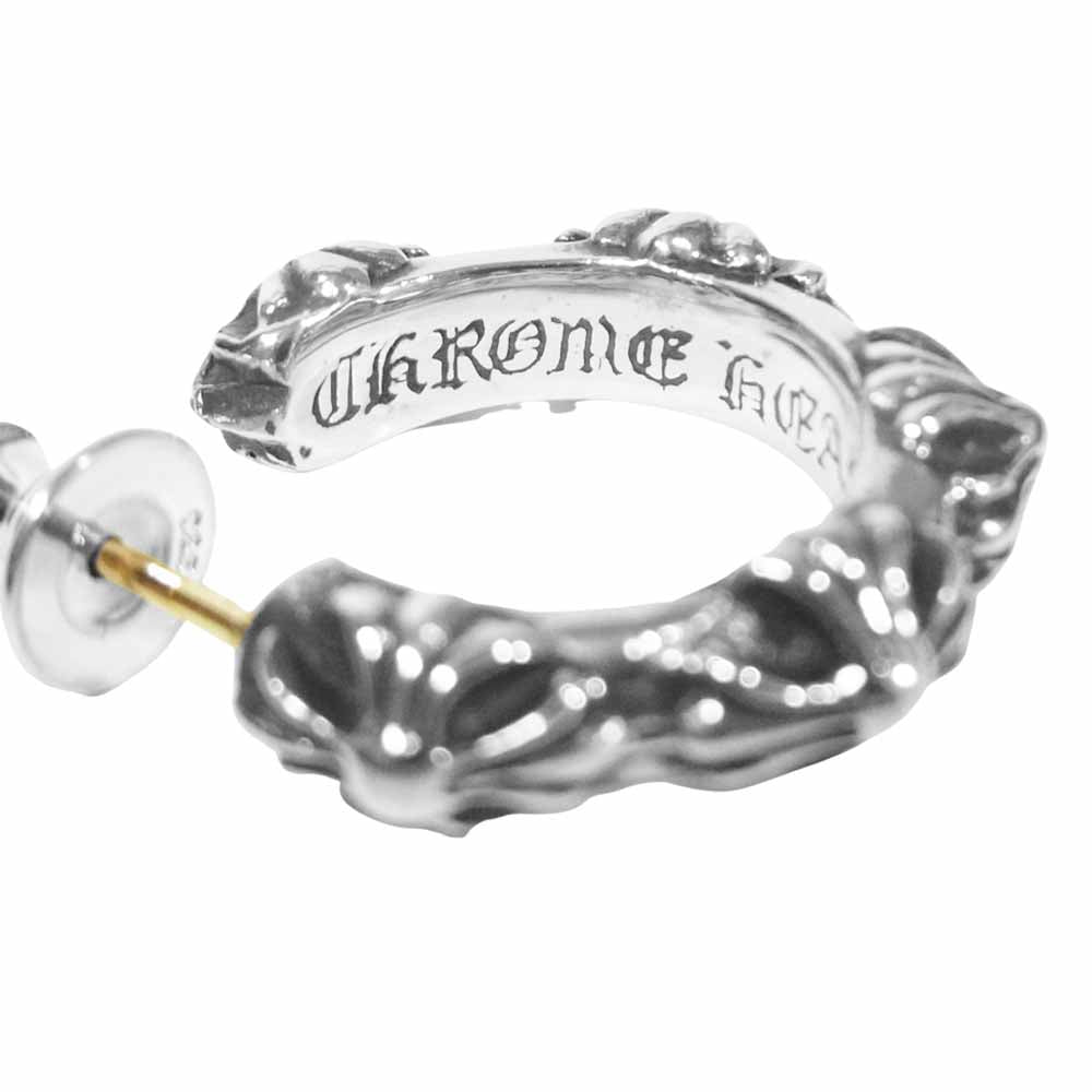 CHROME HEARTS クロムハーツ（原本有） HOOP CROSS SML クロス バンド フープ ピアス シルバー系【美品】【中古】