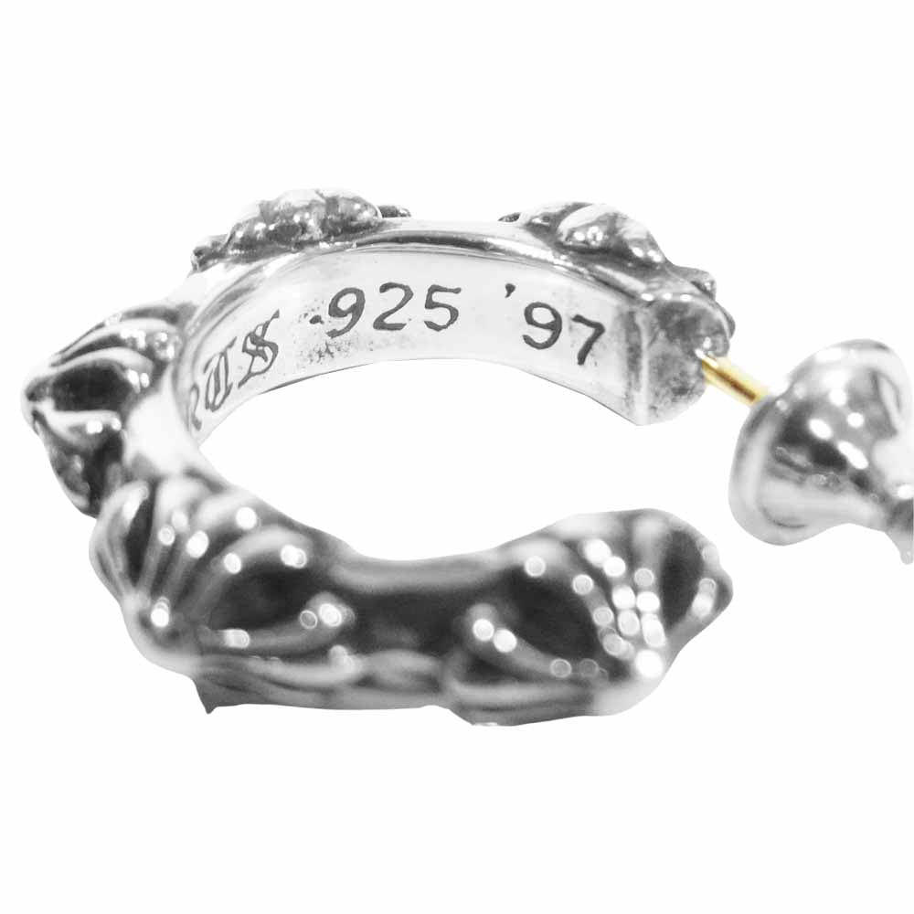 CHROME HEARTS クロムハーツ（原本有） HOOP CROSS SML クロス バンド フープ ピアス シルバー系【美品】【中古】