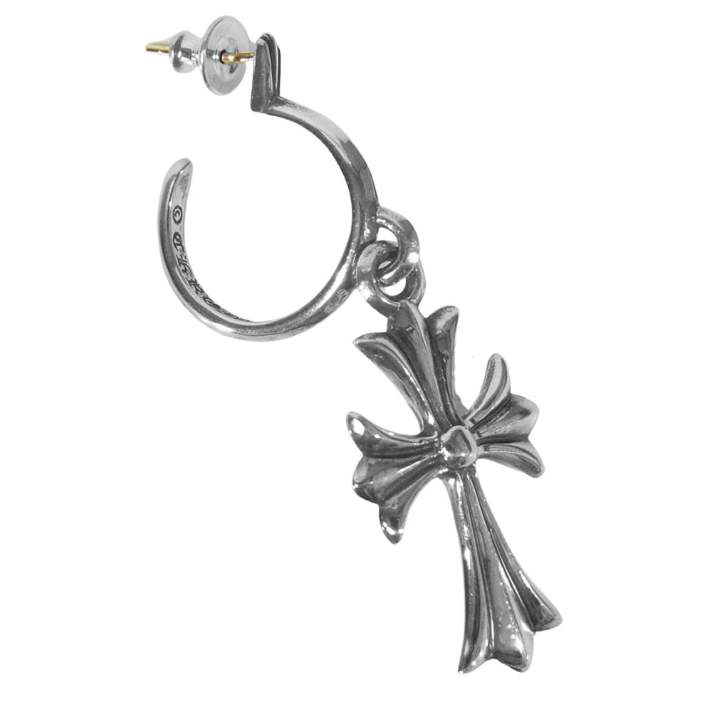 CHROME HEARTS クロムハーツ（原本有） TINY CH CROSS タイニーCHクロス フープ ピアス シルバー系【中古】
