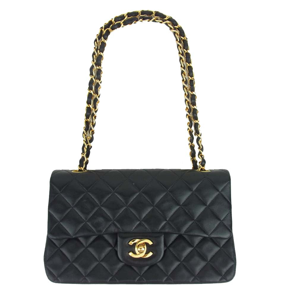 CHANEL シャネル 4172464 マトラッセ 25 ラムスキン ダブルチェーン ショルダー  ブラック系【中古】