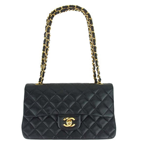 CHANEL シャネル 4172464 マトラッセ 25 ラムスキン ダブルチェーン ショルダー  ブラック系【中古】